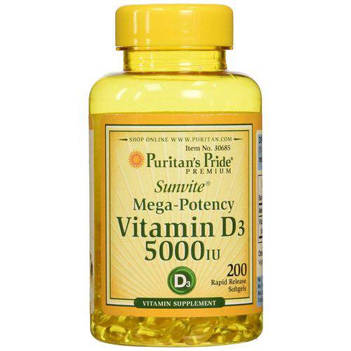Tudo sobre 'Vitamina D3 5.000ui Puritan's Pride 200 Cápsulas - Importada'