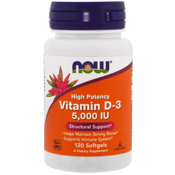 Vitamina D3 5000 Ui 120 Softgels Now Foods