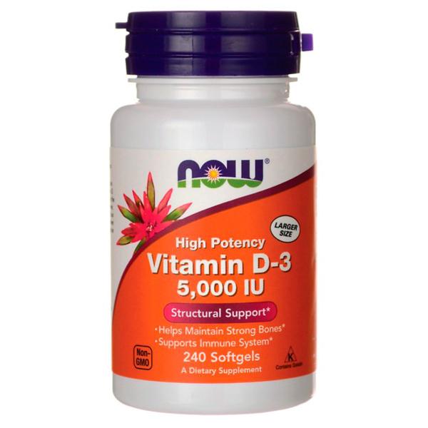 Vitamina D D-3 5000 UI (240 SGels) Now Foods