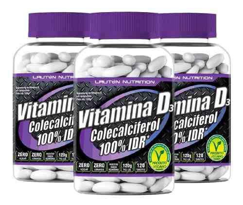 Vitamina D3 Colecalciferol 3 X 120 Tabletes 1000mg - Lauton