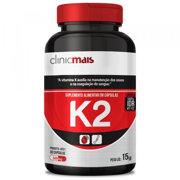 Vitamina K2 500mg 30 Cápsulas ClinicMais