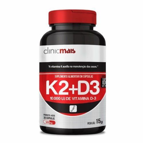 Vitamina K2 + D3 - 30 Cápsulas - Clinicmais