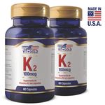 Vitamina K2 Mk-7 100mcg Vitgold Kit 02 Un 60 Cápsulas