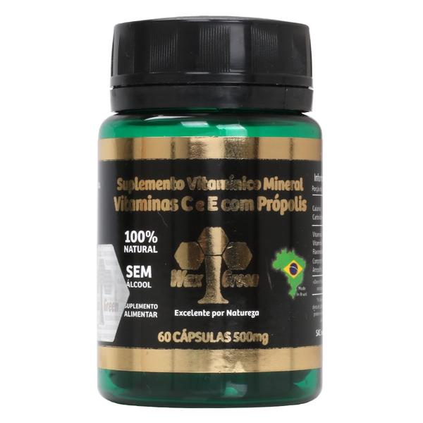 Vitaminas C e com Própolis 85% Extrato Seco (500mg) 60 Cápsulas - Wax Green
