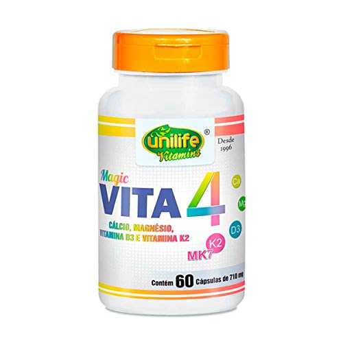 Vitaminas K2, D3, Cálcio e Magnésio Vita4 Unilife 60 Cápsulas de 710mg