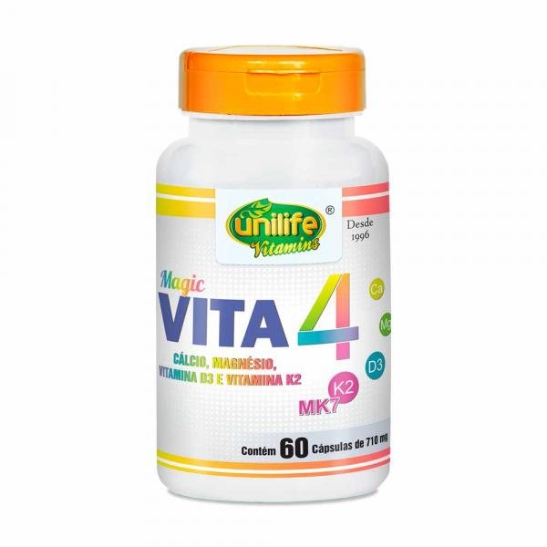 Vitaminas K2, D3, Cálcio e Magnésio Vita4 - Unilife - 60 Cápsulas de 710mg