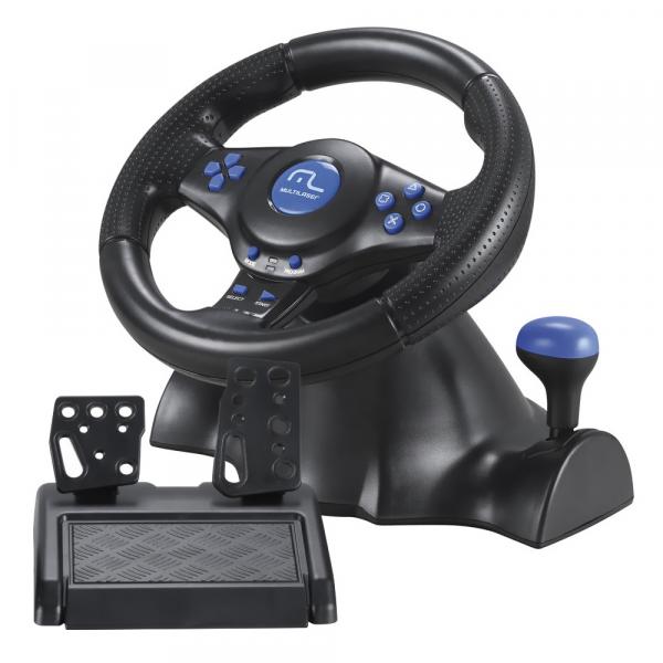 Volante Joystick Multilaser Racer 3 em 1 PC PS2 PS3 Preto e Azul JS073 - Multilaser