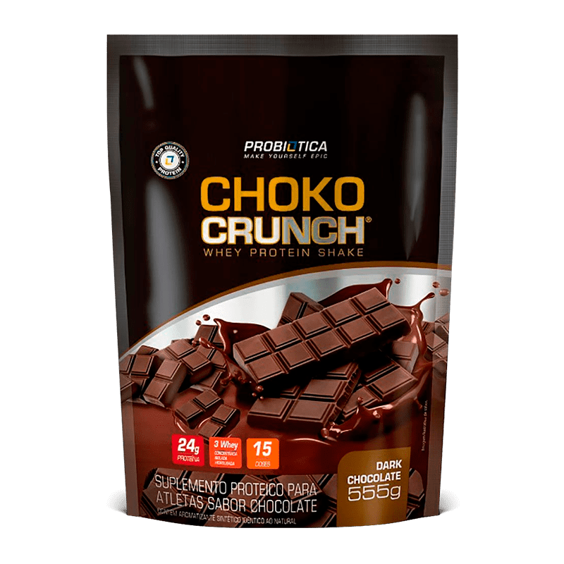 3W Choko Crunch Whey Protein Shake (555g) Probiótica-Chocolate com Coco