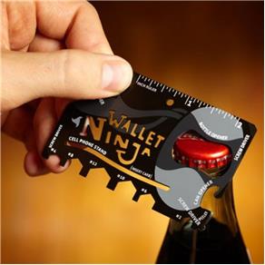 Wallet Ninja - Cartão Gadget Multifuncional 18 em 1 - PRETO - ÚNICO