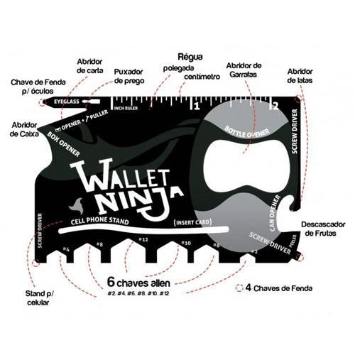 Wallet Ninja - Cartao Multifuncional Ferramentas 18 em 1 - Rpc