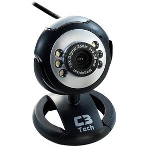 Webcam 30Mp Usb com Led Visão Noturna Preta/Prata C3-Tech Wb2101-P