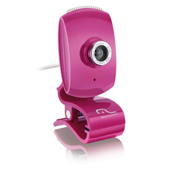 Webcam Multilaser Facelook com Microfone Usb Rosa