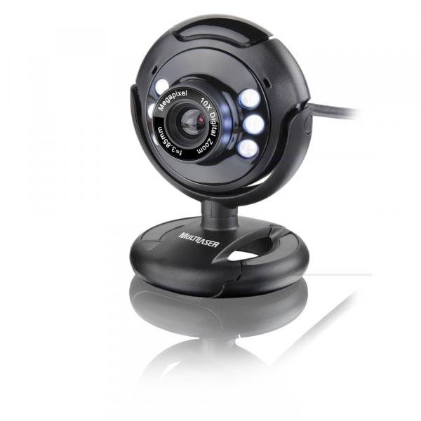 Webcam Multilaser Plug e Play 16Mp NighTVision Microfone USB Preto - WC045