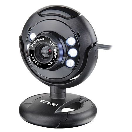 Webcam Multilaser PLUG e PLAY 16MP Nightvision Microfone USB Preto - WC045