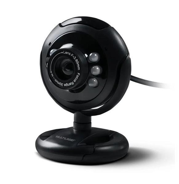 Webcam Multilaser Plug e Play 16Mp Nightvision Microfone Usb Preto WC045