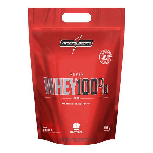 Whey 100% Pure Pouch - 907g - Integral Médica - Sabor Morango