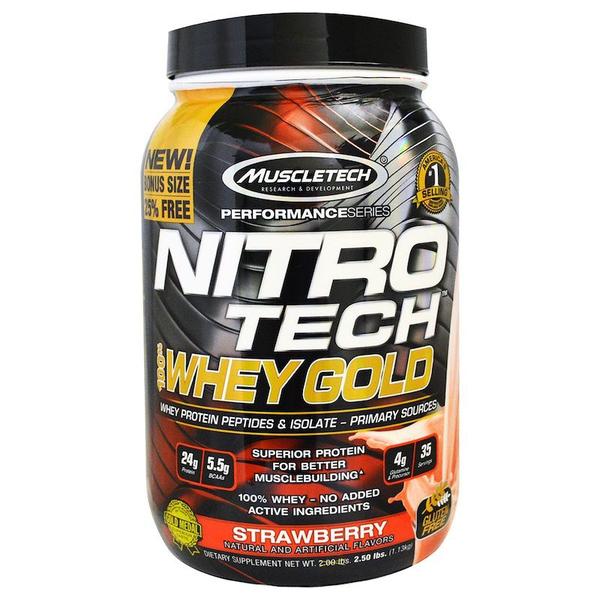 Whey 100 Whey Gold Nitro Tech 1.13Kg Morango Muscletech