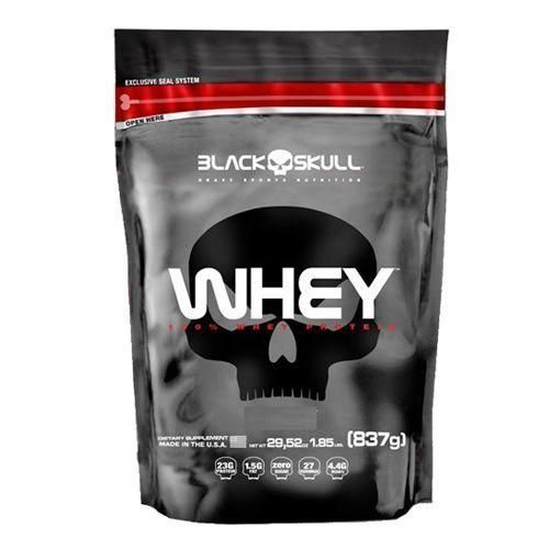 Whey 100% Whey Protein Refil - Morango 837g - Black Skull