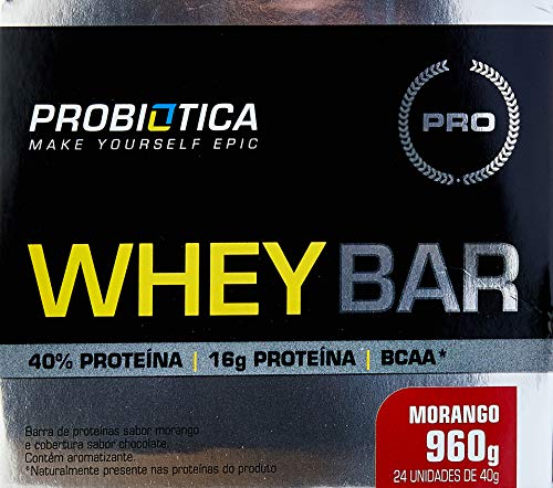 Whey Bar High Protein - 24 Unidades 40 G Morango, Probiótica