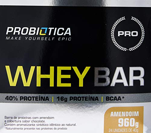 Whey Bar High Protein - 24 Unidades 40g Amendoin, Probiótica