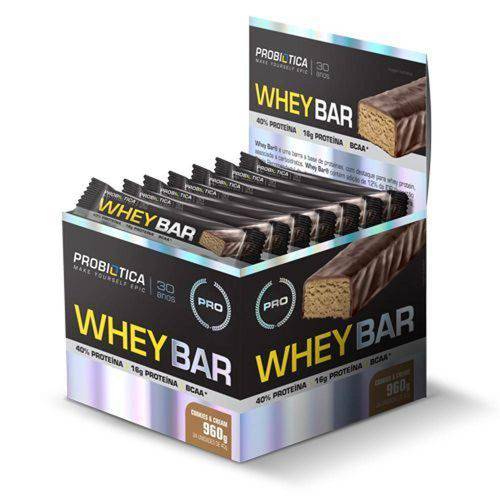 Whey Bar High Protein - Cookies Cream 24 Unidades - Probiótica