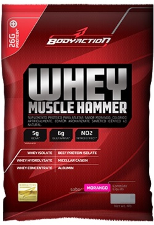 Whey Muscle Hammer 900G Morango - Body Action
