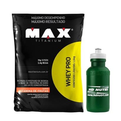 Whey Pro 1,5 Kg Refil - Max Titanium + Squeeze 350ml