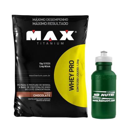 Whey Pro 1,5 Kg Refil - Max Titanium + Squeeze 350ml