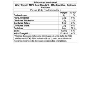 Whey Protein 100% Gold Standard - Optimum Nutrition - Baunilha - 909 G