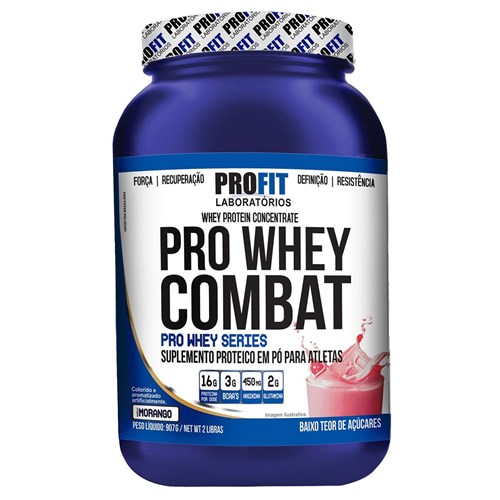 Whey Protein Pro Whey Combat - Profit - 907G - Morango