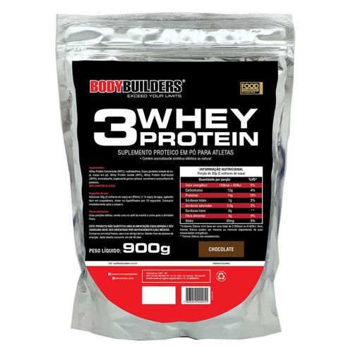 3 Whey Protein Refil 900g Chocolate Bodybuilders