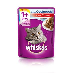 Whiskas Sachê Castrado Carne para Gatos Adultos- 85g - 30 G