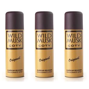 Wild Musk Desodorante Spray 90ml - Kit com 03