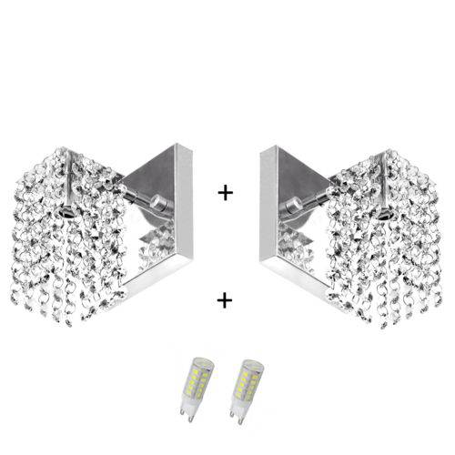 2 X Arandelas de Cristal Legitimo Clearcast com Lâmpadas 6000k (branca Fria)