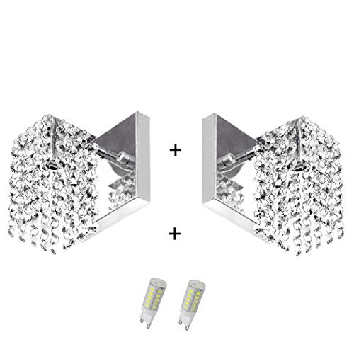 2 X Arandelas de Cristal Legitimo Clearcast com Lâmpadas 3000K (Branca Quente)