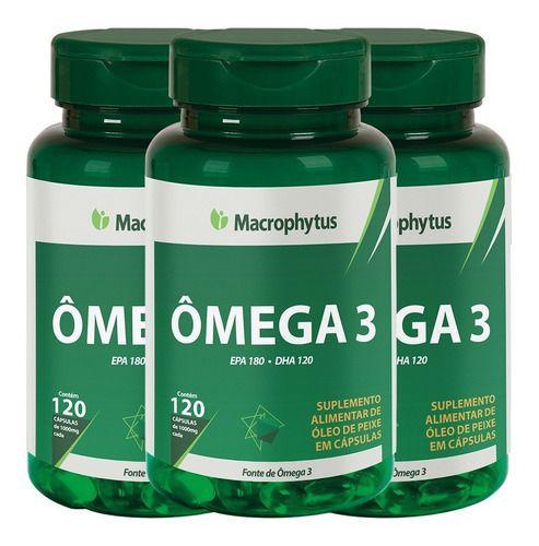 3x Omega 3 Macrophytus - Óleo de Peixe 1000mg - 120 Cápsulas