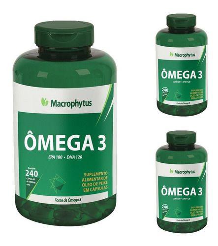 3x Omega 3 - Óleo de Peixe 1000mg 240cps Cada Macrophytus