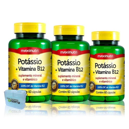 3X Potássio + Vitamina B12 60 Cápsulas - Maxinutri