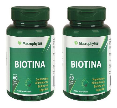 2x Vitamina H Biotina 60 Cápsulas 250mg Cabelo e Unhas - Macrophytus