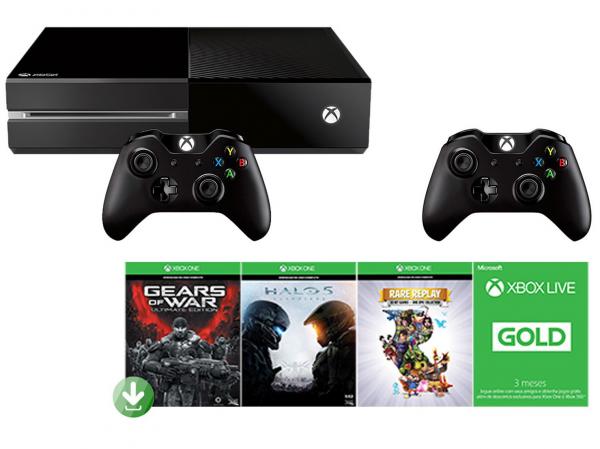 Xbox One 500GB Microsoft 2 Controles - 3 Jogos + Live de 3 Meses