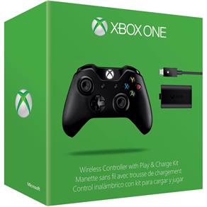 Xbox One - Controle Wireless Preto e Kit Play And Charge