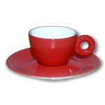 Xícara para Café com Píres em Porcelana Vermelha 110ml Rainbow - Kenya