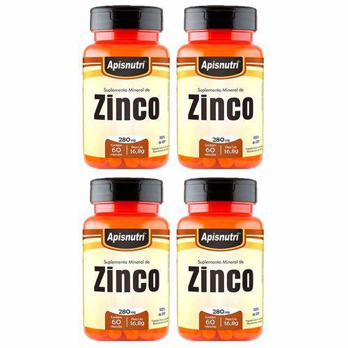 Zinco - 4 Un de 60 Cápsulas - Apisnutri