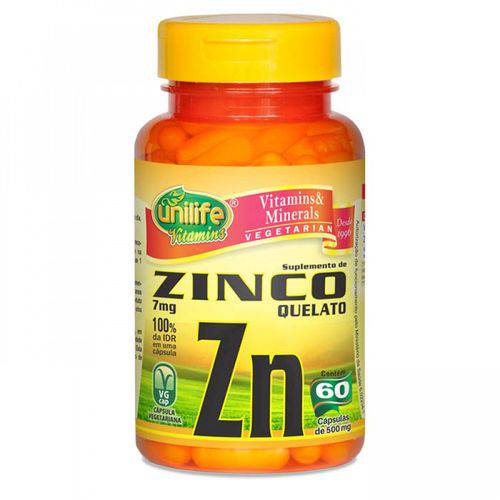 Zinco Quelato Zn - 60 Cápsulas Unilife