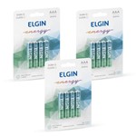 Ficha técnica e caractérísticas do produto 12 Pilha Alcalina AAA Elgin Energy LR3 1,5v (4x3)