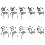 Ficha técnica e caractérísticas do produto 10 Cadeiras Poltrona em Alumínio para Jardim/Áreas Externas - Mor