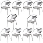 Ficha técnica e caractérísticas do produto 10 Cadeiras Poltrona em Alumínio para Jardim/áreas Externas - Mor