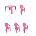 Ficha técnica e caractérísticas do produto 10 Conjunto Rosa Mesa 4 Cadeiras Poltrona Infantil Antares