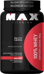 Ficha técnica e caractérísticas do produto 100% Whey 900g Pote Morango Max Titanium