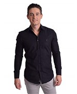 Ficha técnica e caractérísticas do produto 100251 - Camisa Social Masculina Slim Preta Botone - LEVOK